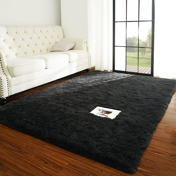 Junovo Super Soft Fluffy Area Rugs Modern Shag Rug for Bedroom Living Room,Cute Carpets for Kids Nursery Girls Home Dorm,4'x6',Dark Gray