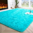 thumbnail image 1 of Junovo Super Soft Fluffy Area Rugs Modern Shag Rug for Bedroom Living Room,Cute Carpets for Kids Nursery Girls Home Dorm,6'x9',Blue, 1 of 7