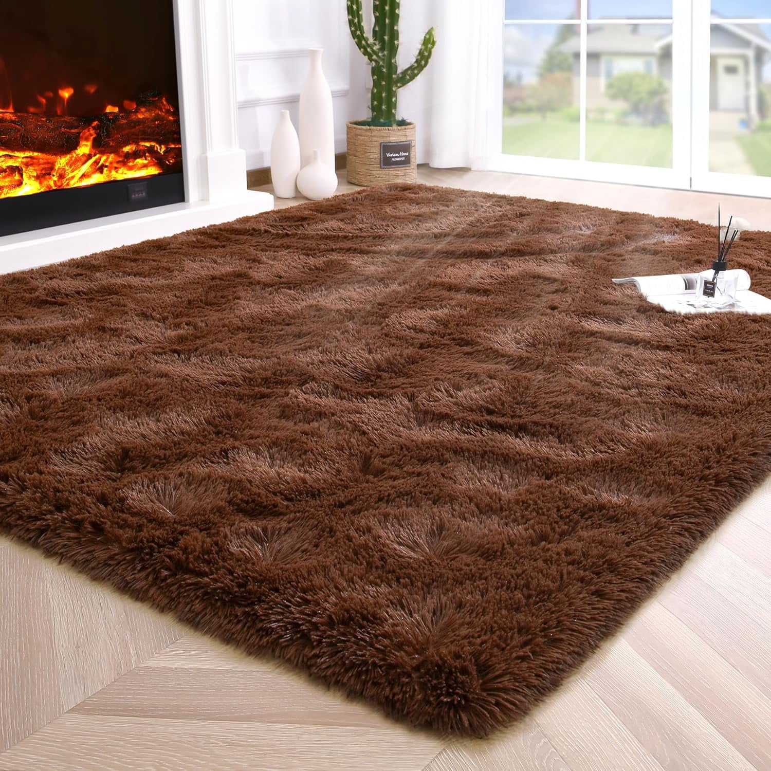 Junovo Super Soft Fluffy Area Rugs Modern Shag Rug for Bedroom Living