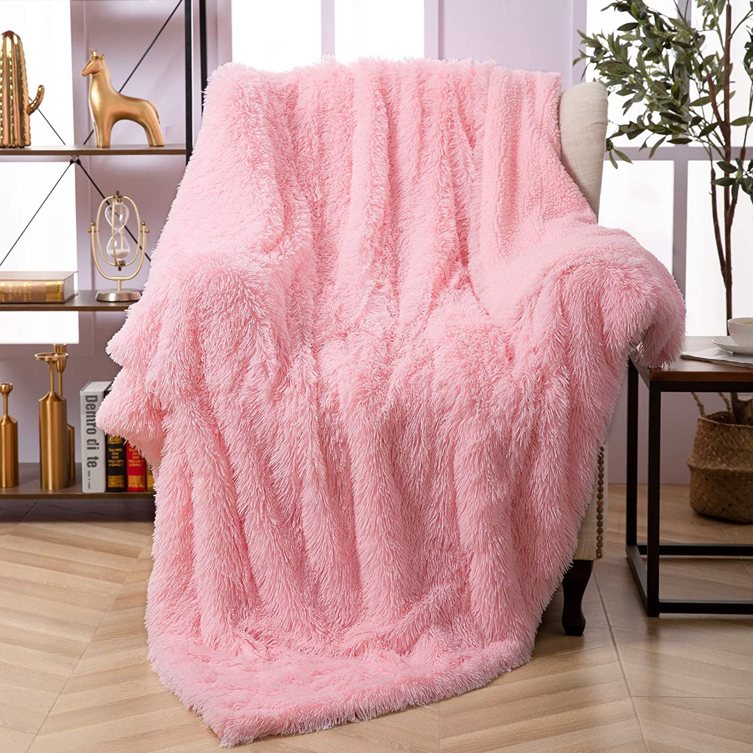 Junovo Super Soft Throw Blanket for Bed, Fluffy Cozy Plush Light