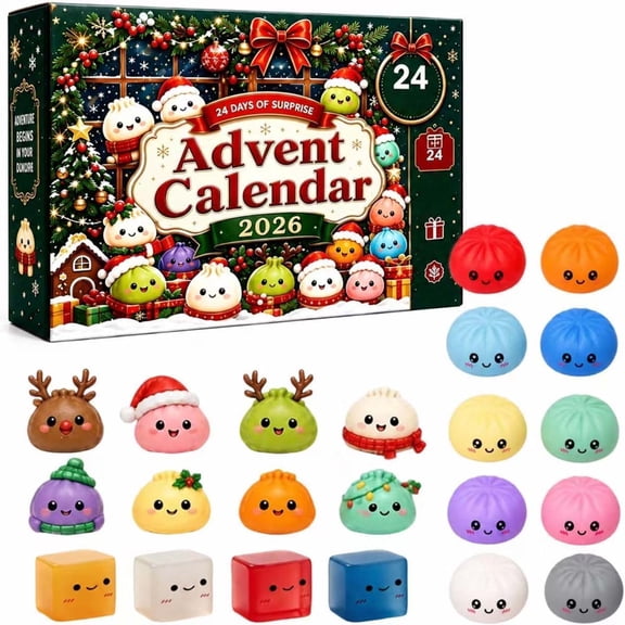 Junur Advent Calendar 2026 Christmas Squishy, Fidget Christmas Countdown Calendar, Surprises Sensory Fidget for Adults, Christmas Party Favors Squeeze Gift