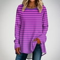thumbnail image 1 of Junur Womens Striped Long Sleeve Shirts Outfits Color Block Tops Fashion Clothing Crewneck Tee Blouses S-XXXL, 1 of 5