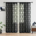 thumbnail image 1 of Junvictex Black Lace Sheer Curtains Rod Pocket for Living Room Geometric Sets Moroccan Window Treatment 52"Wx63"L,2 Panels, 1 of 5
