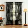 thumbnail image 1 of Junvictex Rod Pocket Floral Black Lace Sheer Drapes Knitted Botanical Leaf Curtains for Living Room,52"Wx84"L,2 Panels, 1 of 7