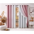 thumbnail image 1 of Junvictex Sheer Curtains 90% Blackout Energy Efficient Pink Ombre for Bedroom,52"Wx84"L,4 Panels, 1 of 7