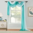 thumbnail image 1 of Junvictex Teal Ombre Chiffon Sheer Window Scarf Valance Curtains 18ft for Living Room,52"Wx216"L Long Crinkle Soft Top Sheer Voile Valance,1 Panel, 1 of 7