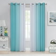 thumbnail image 1 of Junvictex Teal Ombre Crushed Chiffon Sheer Curtains 52"Wx84"L for Bedroom Living Room Decor, Set of 2 Crinkle Curtain Panels,Grommet, 1 of 7
