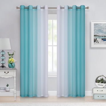 Geometric Figure Aqua Green Grey Black Tulle Voile Curtains For Bedroom