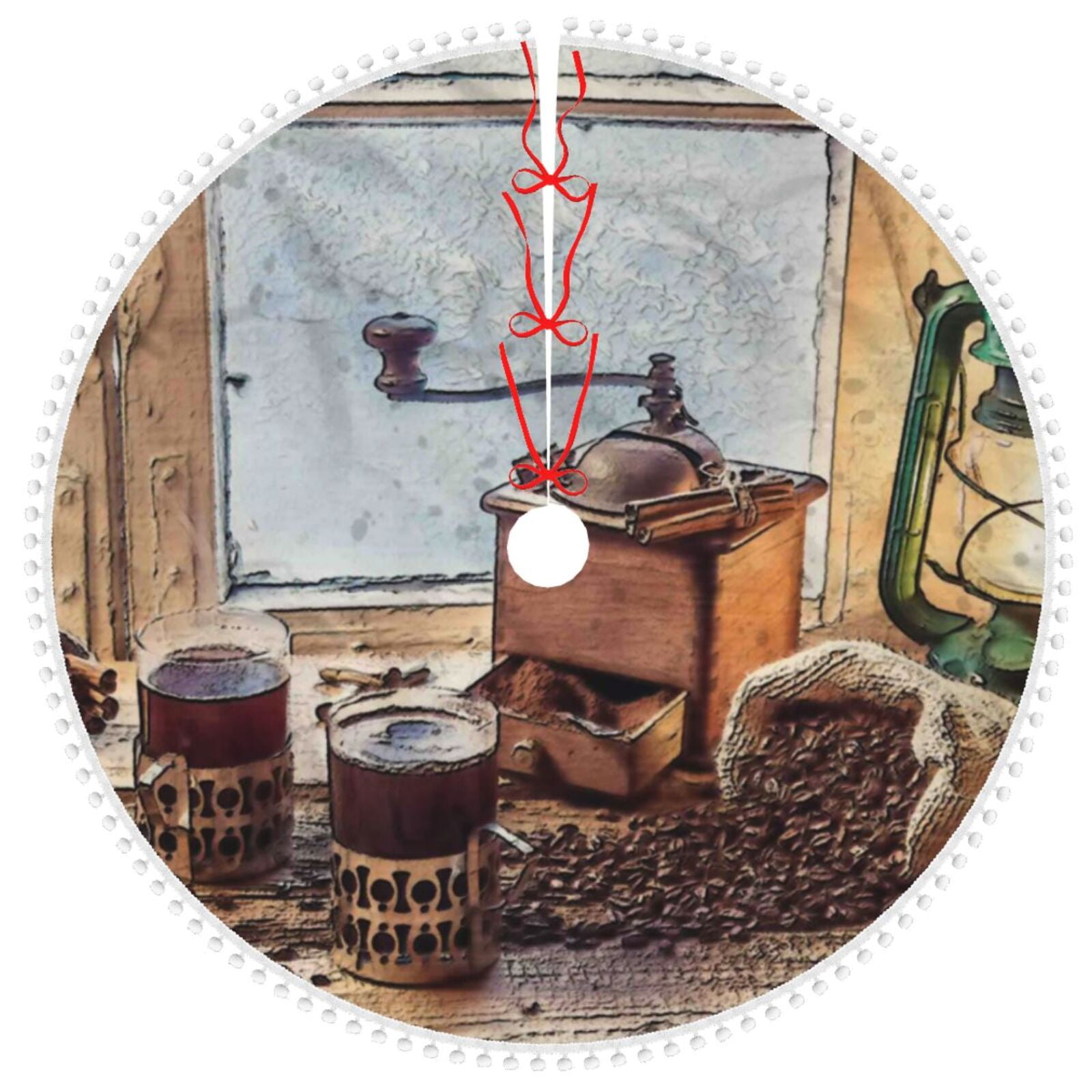 Junzan 30 Oil Lamp Coffee Beans White Christmas Tree Skirt With Fluffy junzan-30-oil-lamp-coffee-beans-white-christmas-tree-skirt-with-fluffy