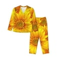 thumbnail image 1 of Junzan 3d Sunflowers Print Womens Pajama Sets,Long Sleeve Button Down For Women Pjs 2 Piece, 1 of 9