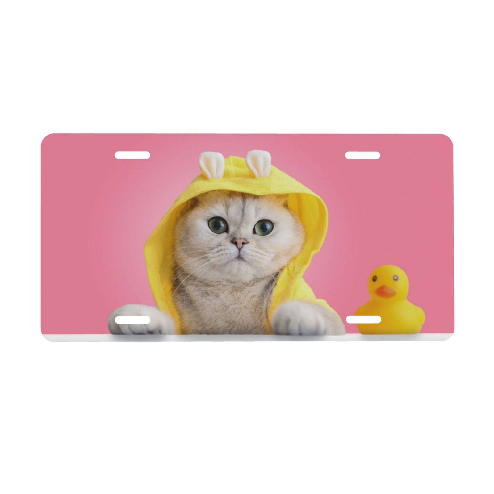 Junzan A Funny Cat Front License Plate Covers Decorative Car Metal