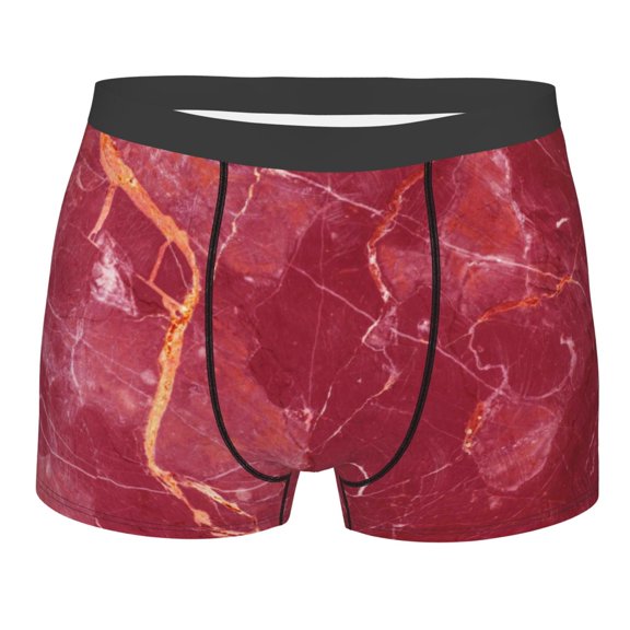 Junzan Abstract Red Marble Mens Underwear Boxer Briefs For Men’s - Medium