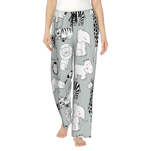 Junzan African Animals Women'S Pajama Pants Drawstring Comfy Sleep Bottoms With Pockets
