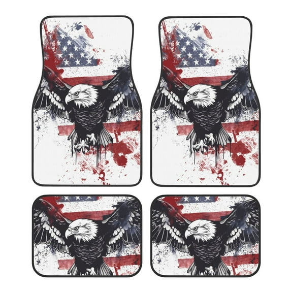 Junzan American Flag Eagle Art for Car Floor Mats,Car Carpet Mats Car Interior Protection with Anti-Slip Backing Car Accessories Fit for SUV/Vans/Sedans/Trucks,Set of 4pcs