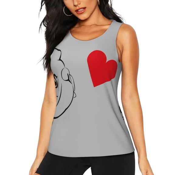 Junzan Animal Bulldog1 Pattern Workout Tank Tops for Women Sleeveless Running Loose Fit Yoga Tops Active Shirts Gym Exercise-XX-Large
