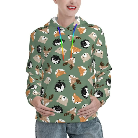 Junzan Animal Heads for Women's Hoodie, Hooded Sweatshirts Workout Sweat Pullover Hoodie for Women Long Sleeve Fall Hoodie-Large