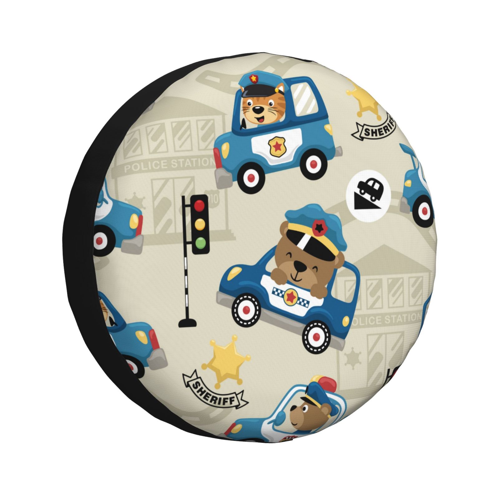 Junzan Animals Driving Police Car Tire Cover Wheel Protector For Truck