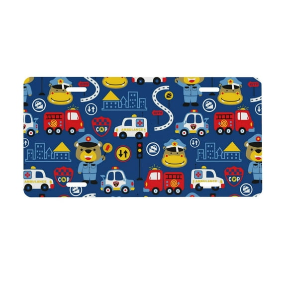 Junzan Animals Rescue Team Front License Plate Covers Decorative Car Metal Plates Novelty License Plate 6 X 12 Inch For Women Men