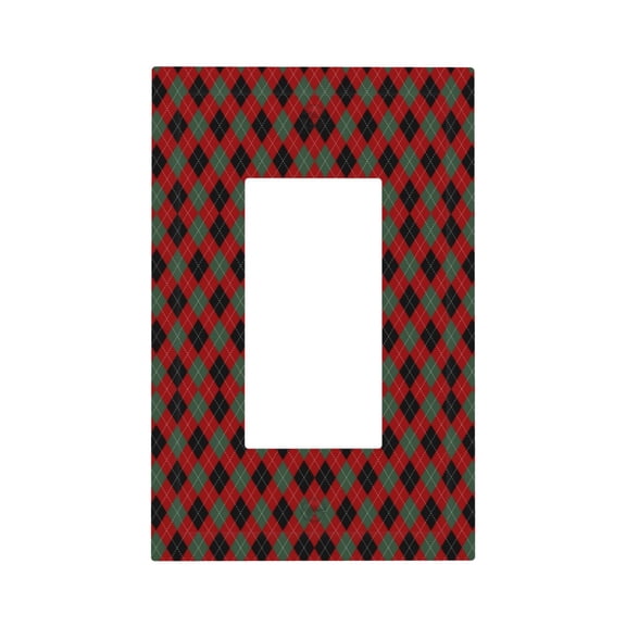 Junzan Argyle Plaid for Electrical Outlet Covers, 5" x 3" Electric Receptacle Plug Covers Wall Plates 1-Pack Electric Receptacle Plug Covers-Style U