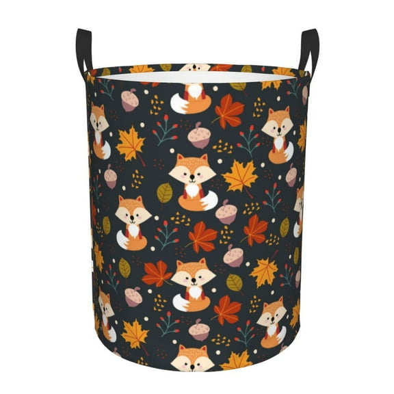 Junzan Autumn Fox Print Large Laundry Basket,Freestanding Laundry Hamper Storage Basket for Toys Bin Pillows Blankets Clothes-Small