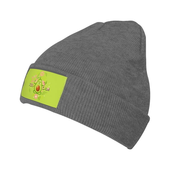 Junzan Avocado Keep Calm Mens Winter Hats Thick Knit Cuff Beanie Cap Beanie Hat