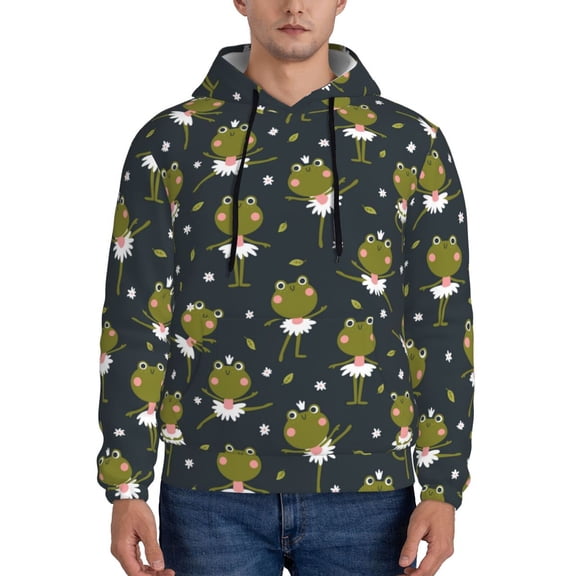 Junzan Ballerina Frogs for Men's Hoodie - Fall Pullover Hooded Sweatshirt-Hooded Sweatshirt for Men - Men's Stylish Sweatshirt for Winter & Autumn-XX-Large