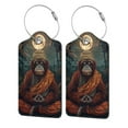 thumbnail image 1 of Junzan Banana Leaf Meditating Gorilla for Luggage Tags,Leather Luggage Tags for Suitcases Travel Tags Privacy Cover ID Label with Stainless Steel Loop for Travel Bag Suitcase-2 PCS, 1 of 5