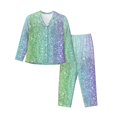 thumbnail image 1 of Junzan Beautiful Glitter Print Womens Pajama Sets,Long Sleeve Button Down For Women Pjs 2 Piece, 1 of 9