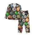 thumbnail image 1 of Junzan Beer Caps Print Womens Pajama Sets,Long Sleeve Button Down For Women Pjs 2 Piece, 1 of 9