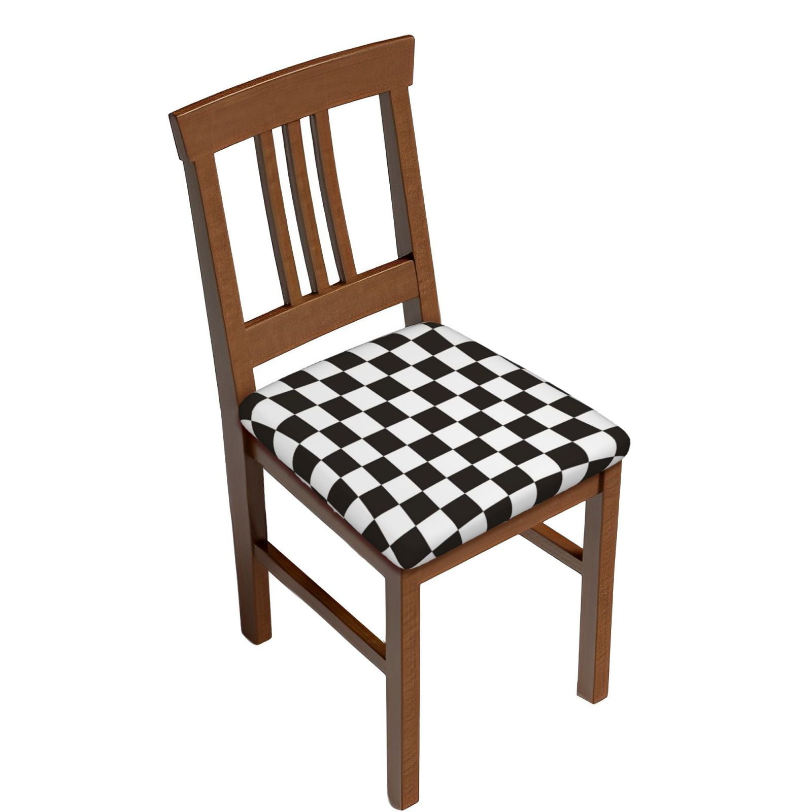Junzan Black And White Checkerboard Print Dining Chair Seat Covers