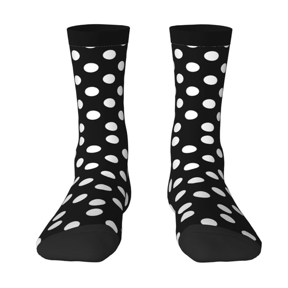 Junzan Black And White Polka Dot Mens Funny Socks For Men Women Colorful Fun Novelty Crew Patterned Socks