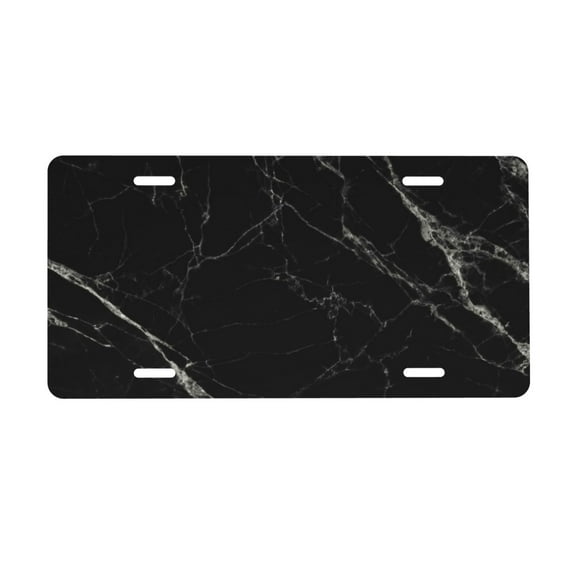 Junzan Black Marble Front License Plate Covers Decorative Car Metal Plates Novelty License Plate 6 X 12 Inch For Women Men
