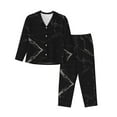 thumbnail image 1 of Junzan Black Marble Texture Abstract Print Womens Pajama Sets,Long Sleeve Button Down For Women Pjs 2 Piece, 1 of 9