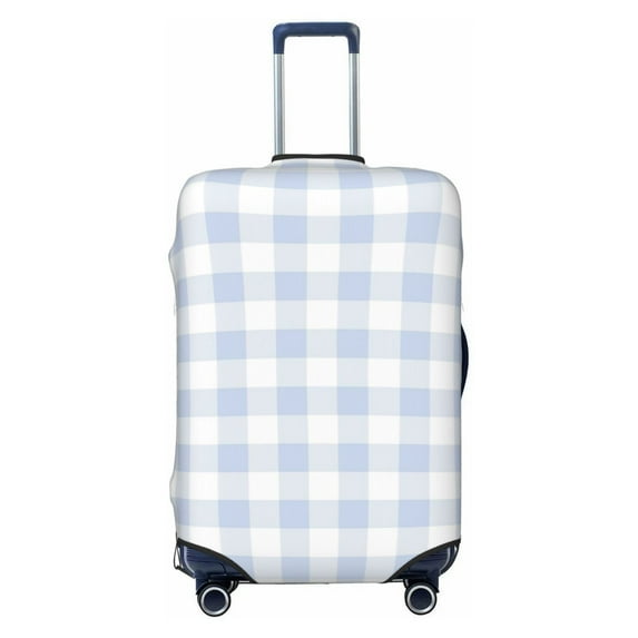 Junzan Blue Checkboard Print Washable Luggage Cover - Fashion Suitcase Protector Fits 18-32 Inch Luggage (Luggage not included)