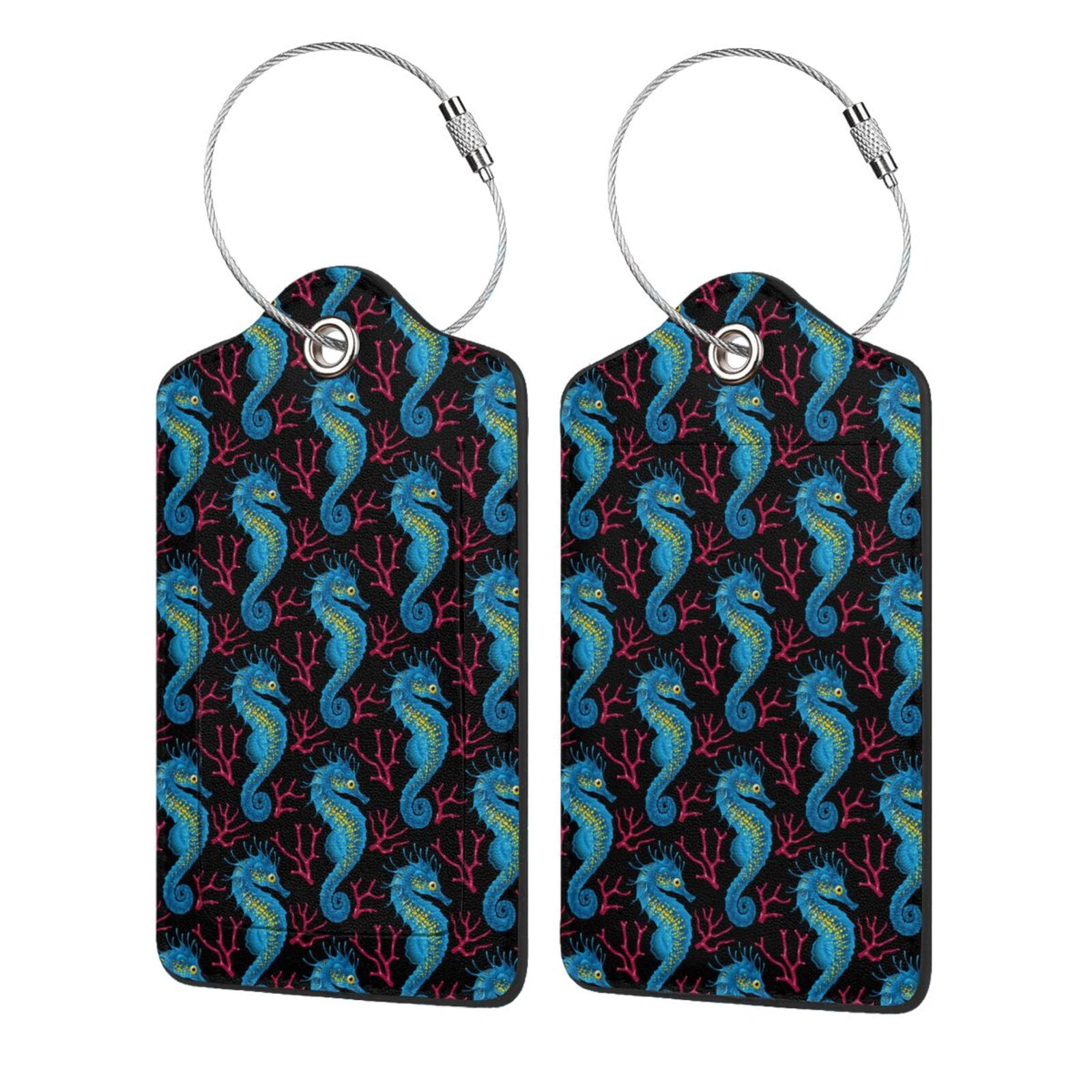 Junzan Blue Seahorse for Luggage Tags,Leather Luggage Tags for ...