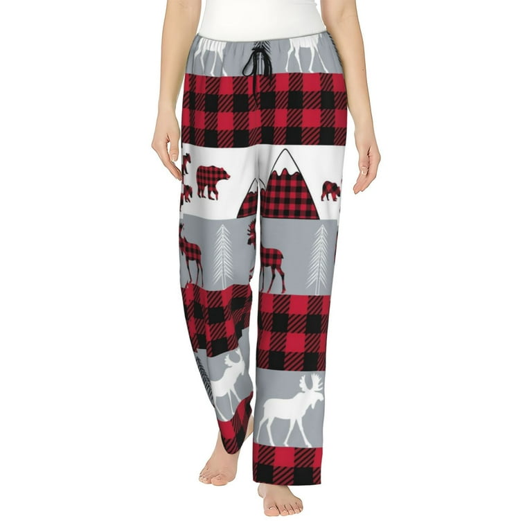 Junzan Buffalo Plaid Forest Women'S Pajama Pants Drawstring Comfy Sleep  Bottoms With Pockets