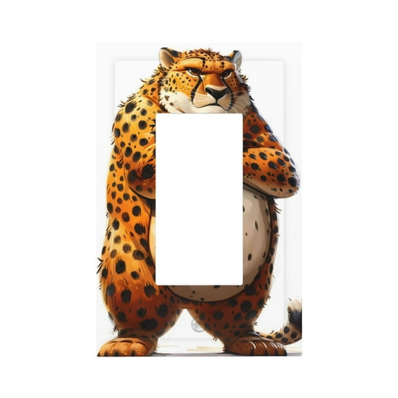 Junzan Cartoon Cheetah With Attitude for Electrical Outlet Covers, 5" x 3" Electric Receptacle Plug Covers Wall Plates 1-Pack Electric Receptacle Plug Covers-Style U