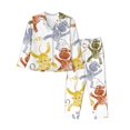 thumbnail image 1 of Junzan Cartoon Monkey Print Womens Pajama Sets,Long Sleeve Button Down For Women Pjs 2 Piece, 1 of 9