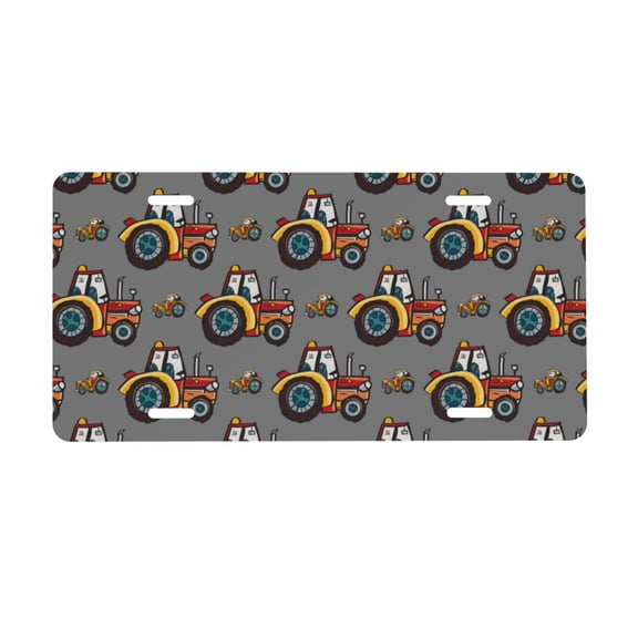 Junzan Cartoon Tractor Front License Plate Covers Decorative Car Metal Plates Novelty License Plate 6 X 12 Inch For Women Men