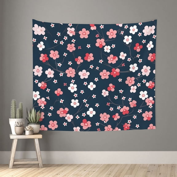 Junzan Cherry Blossoms Tapestry Wall Tapestry Home Decor for Room 60X51 Inches