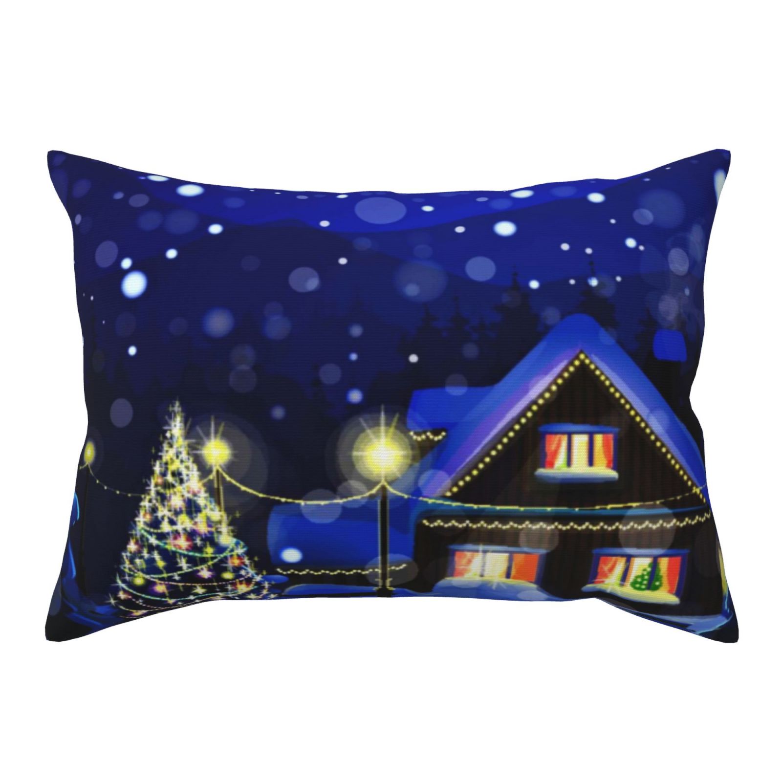 Junzan Christmas Night Print Pillow Covers Bed Pillowcases Envelope