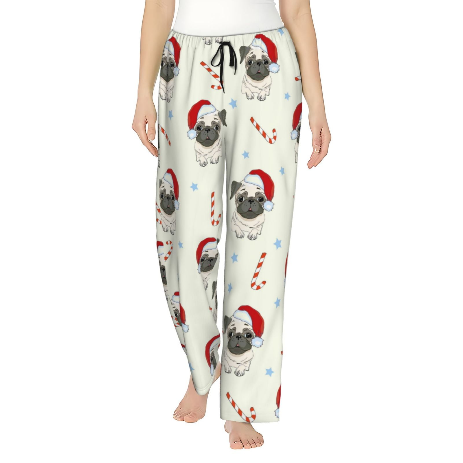 Junzan Christmas Pug Dog Women S Pajama Pants Drawstring Comfy Sleep Bottoms With Pockets Walmart