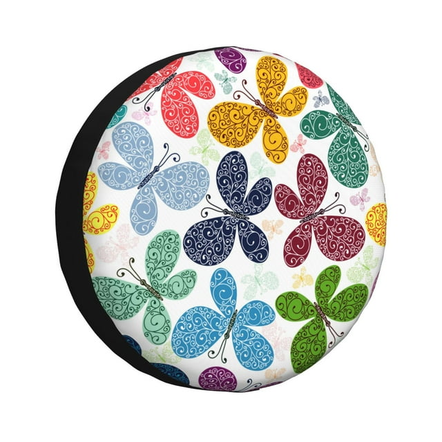 Junzan Colorful Butterflies Tire Cover Wheel Protector For Truck Suv
