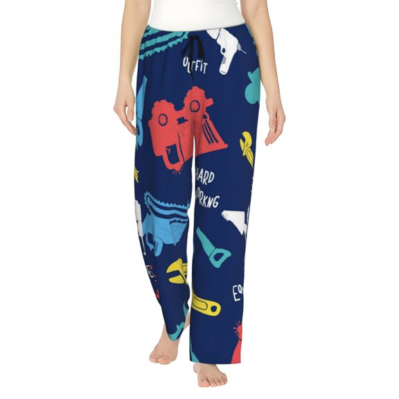 Junzan Colorful Excavator Women'S Pajama Pants Drawstring Comfy Sleep Bottoms With Pockets