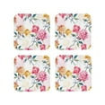 thumbnail image 1 of Junzan Colorful Flowers Print Coasters for Drinks - Leather Coasters Set of 4 for Coffee Table for Housewarming/Kitchen/Bar/Decor-Square, 1 of 6