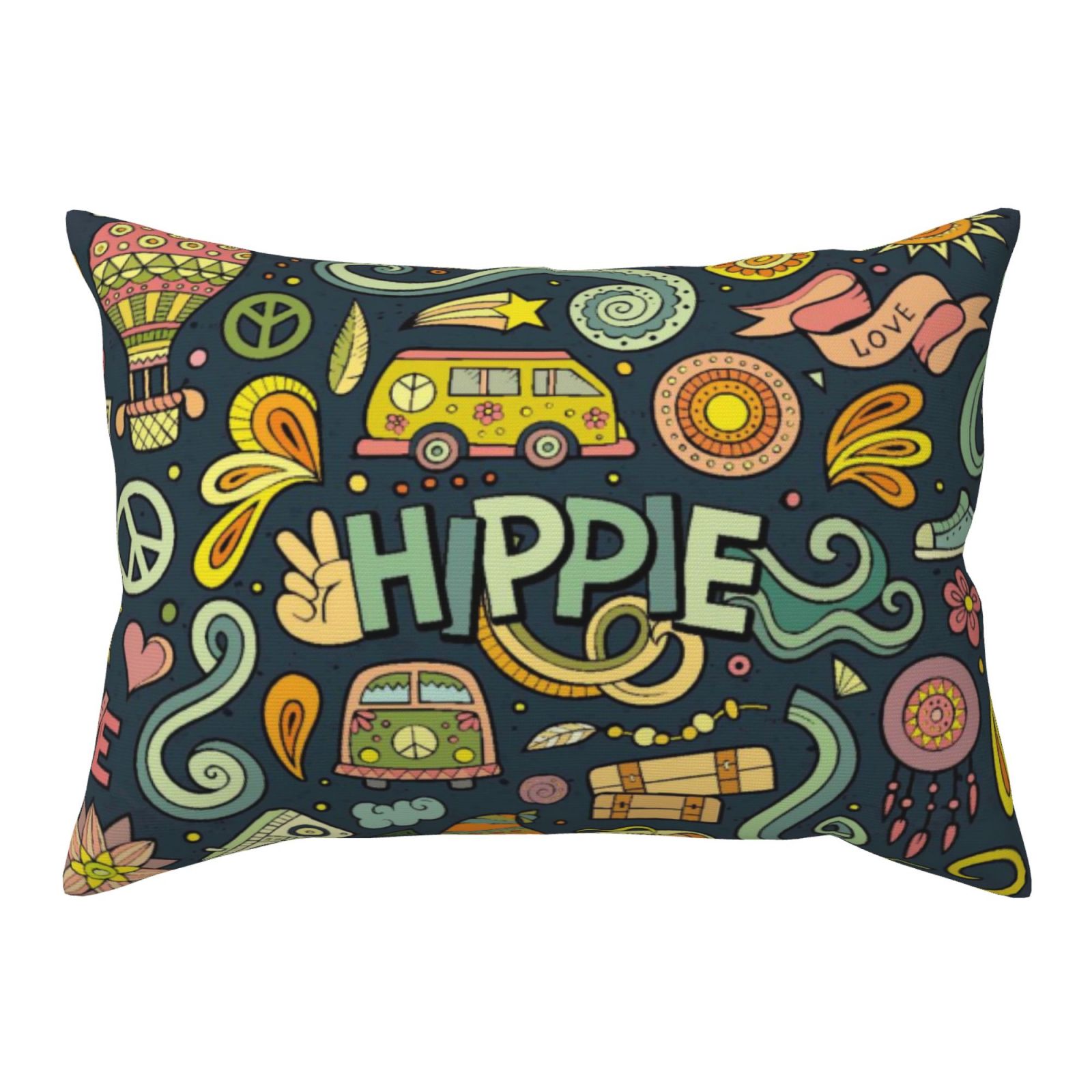 Junzan Colorful Hippie Print Pillow Covers Bed Pillowcases Envelope