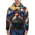 thumbnail image 1 of Junzan Cool Cat With Sunglasses for Men's Hoodie - Fall Pullover Hooded Sweatshirt-Hooded Sweatshirt for Men - Men's Stylish Sweatshirt for Winter & Autumn-Large, 1 of 7