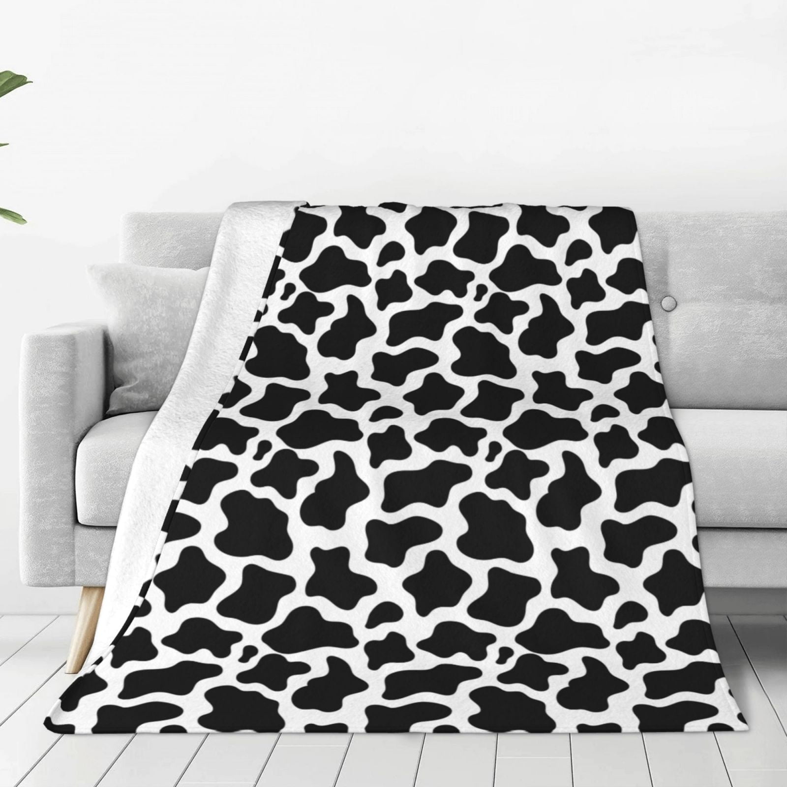 Black And Blue Cow Print Blanket