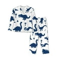 thumbnail image 1 of Junzan Cute Cartoon Dinosaurs Print Womens Pajama Sets,Long Sleeve Button Down For Women Pjs 2 Piece, 1 of 9