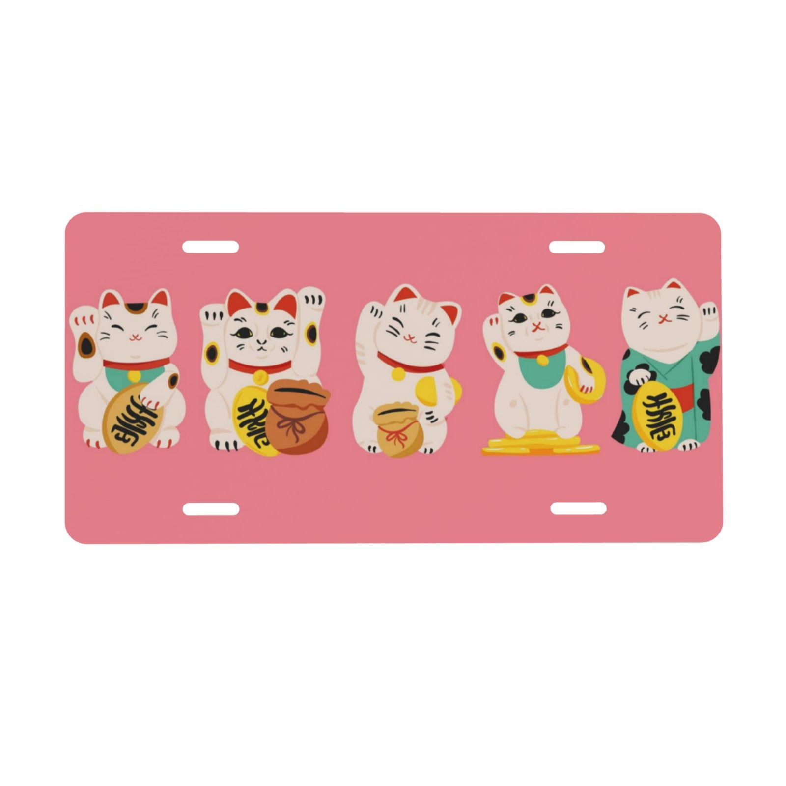 Junzan Cute Cat Front License Plate Covers Decorative Car Metal Plates